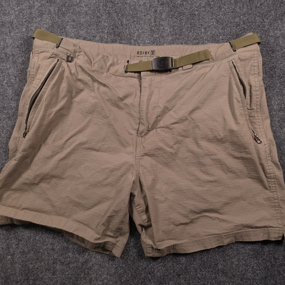 Roark Campover Shorts Mens 38 Khaki Zip Pockets Belted Lightweight Outdoor READ